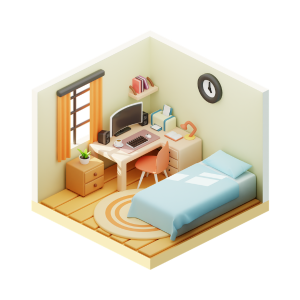 3d illustration of a modern small bedroom