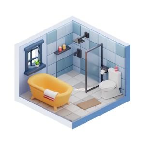 3d illustration of a modern toilet cum bathroom